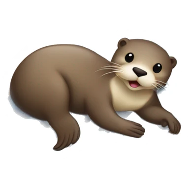 Otter lying on its back with a big, tired belly on a beach towel with a parasol on the beach sand sticker
