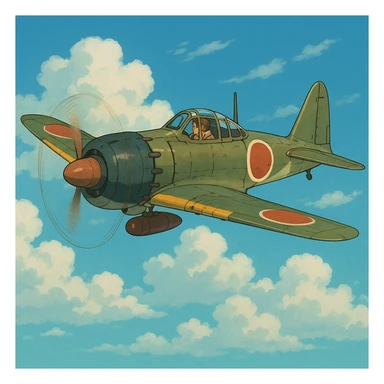 fighter plane in ghibli style sticker