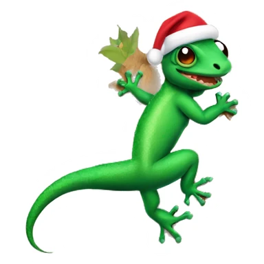 lizard coming out of chridtmas tree sticker