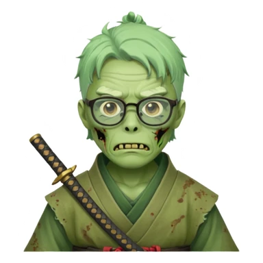 green zombie  samurai with glasses sticker