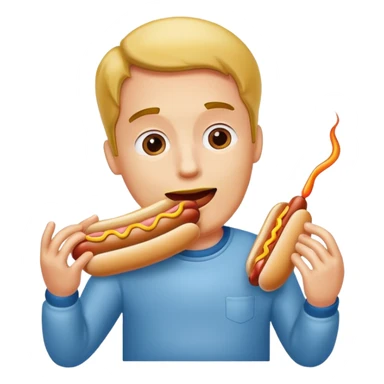man eating a hot dog sticker