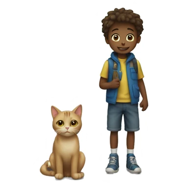 boy with cat at door sticker