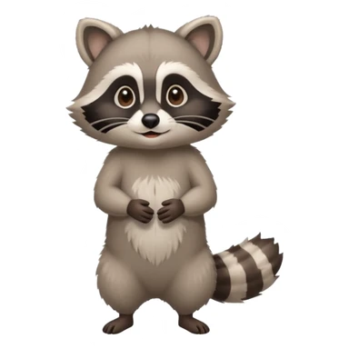 make full body standing cute racoon speaking. calm and no sharp edges. sticker