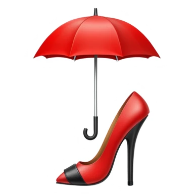 red heel with an umbrella sticker