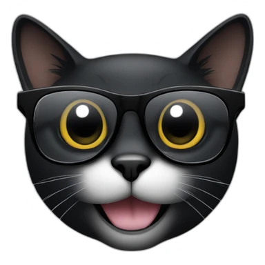 black cat whith black glasses sticker