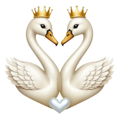a white heart trimmed with pearls and about two golden swans in love sticker