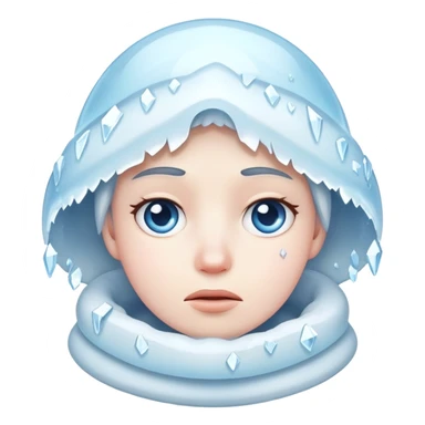 Shivering face with ice crystals, very cold sticker