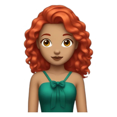 Girl with red hair, red dress and red makeup sticker