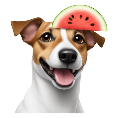 a jack russel with a watermelon on his head sticker
