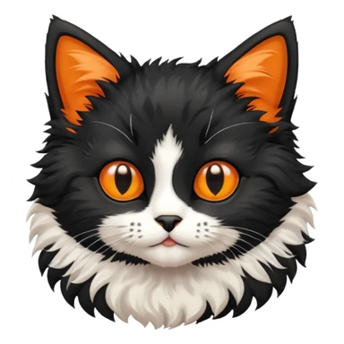 black fluffy kitten with orange and white spots sticker