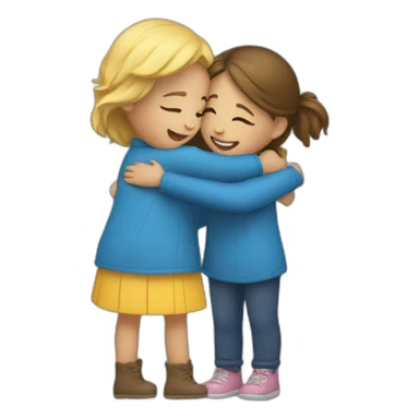 Hug between two girl in blue  sticker
