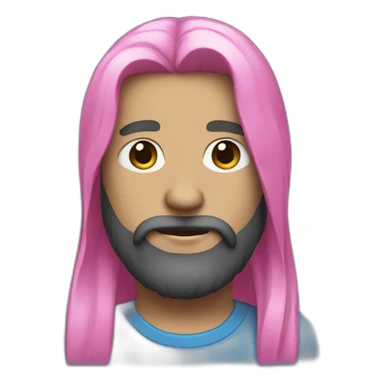 Bearded man blue and pink long hair sticker