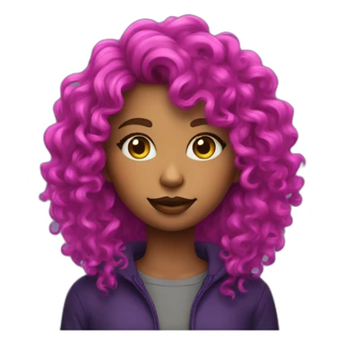two neon colors Dyed curly hair Girl with a cat sticker