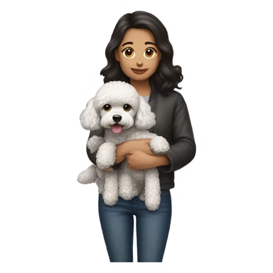 Girl with dark hair and toy poodle dog sticker
