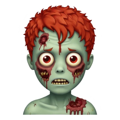 Create an emoji of zombie boy with red and short curly hair sticker