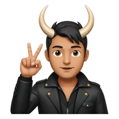 Un uomo vestito in nero che fa il gesto delle corna  sticker