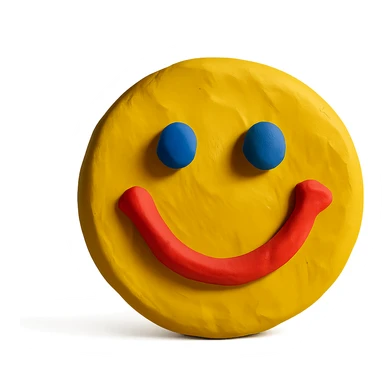 happy face in claymation style sticker