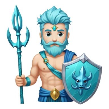 Poseidon holding his trident with aqua colored hair sticker