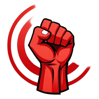 An emblem-style design symbolizing striking martial arts. The emblem features a powerful fist, representing strength and precision, surrounded by dynamic lines and motion, evoking speed and impact. Bold colors and sharp edges give the emblem an intense and energetic look sticker