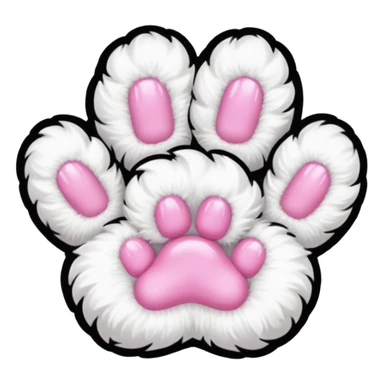 white fluffy paw, view from the top, pink nails, cute, paw only sticker