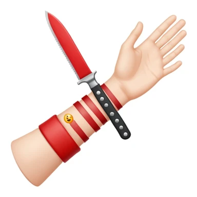 emoji wrist with red horizontal lines on it and a knife beside it sticker