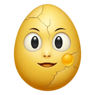 yellow egg with moon face sticker