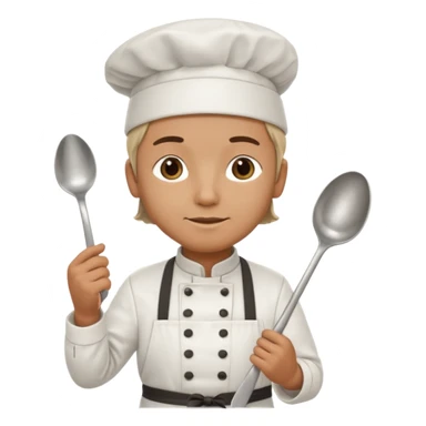 chef emoji, chef hat, apron, holding a spoon sticker