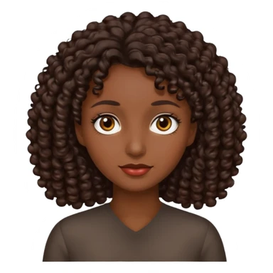mujer pelo rizado pero no tanto,  largo color marron oscuro, ojos marrones oscuros sticker