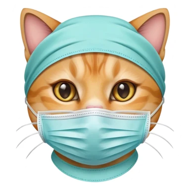 Cat in surgical mask sticker