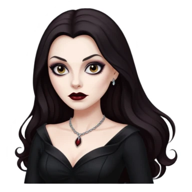 Vampira with long dark brown hair sticker