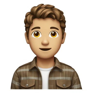 Brown haired young boy in plaid shirt sticker