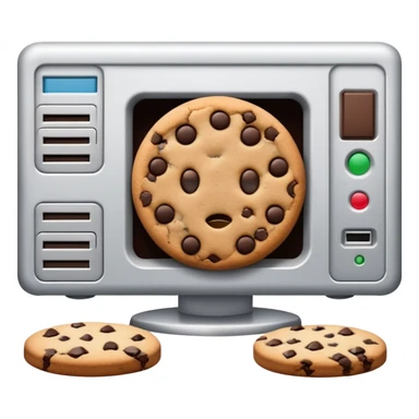 cookie hiding behind computer database server sticker