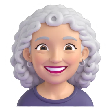 older lady with silver curly hair smiling sticker