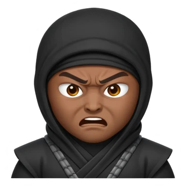 Hazme un emoji de ninja enojado que no tenga boca sticker