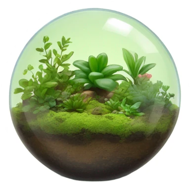 Dome shaped plant terrarium with moss and small plants sticker