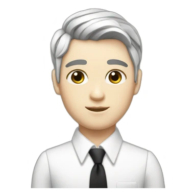 androgynous white boy bang black hair white short black tie sticker