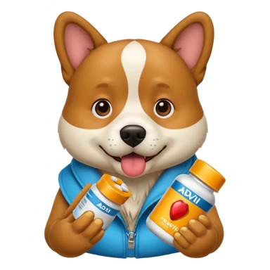 Dog eating advil pills sticker