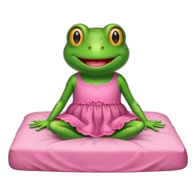 Frog in bed wearing a little pink dress sticker