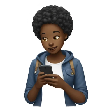 Black girl texting sticker