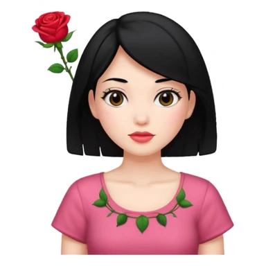 Black hair woman wearing rose top white skin sticker