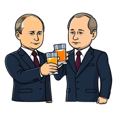 Putin and Medvedev are drinking vodka. sticker