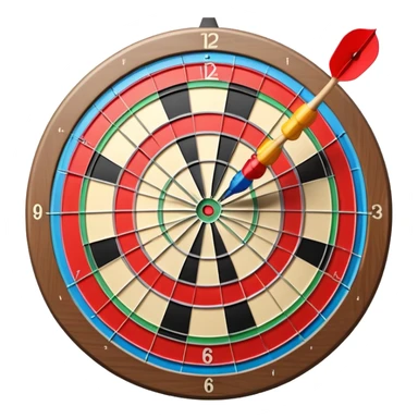 A dartboard with darts firmly stuck in the bullseye, surrounded by the colorful sections of the target. The background conveys a competitive atmosphere, with a subtle focus on precision and skill in the game of darts. sticker