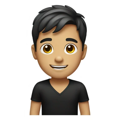 smiling boy in black shirt  sticker