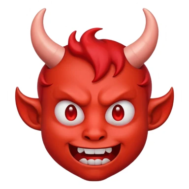 devil emoji, simple red face, small horns, playful expression sticker