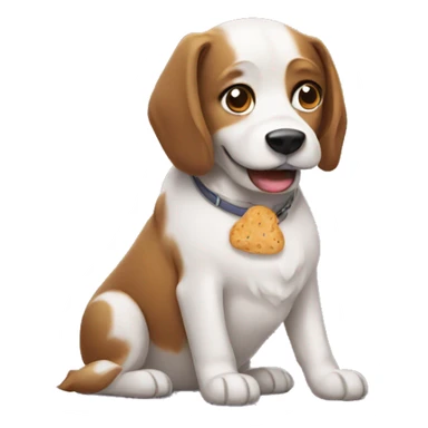 Dog with food sticker