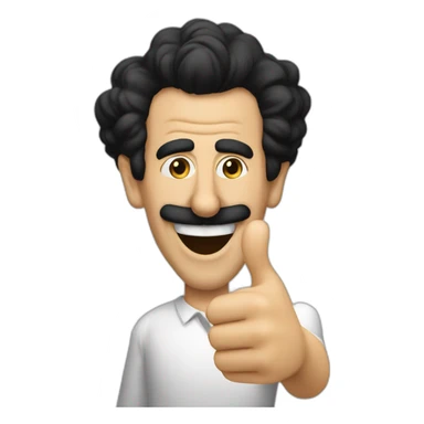 borat, two thumbs up, big smile sticker