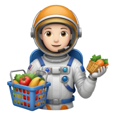 astronauta con canasta para hacer compras vacía sticker