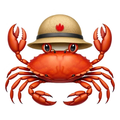 a crab with a hat with written "CARBONFACT" on it sticker