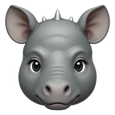 cinematic-noble-baby-rhinoceros-portrait-emoji,slate-grey-hide--poised-and-regal,-with-a-massive,-powerful-build-and-a-thick,-deep-set-soulful-piercing-eyes,-simplified-yet-sharp-and-sophisticated-features,-highly-detailed,-large-black-eyes, zoomed out showing shoulders sticker