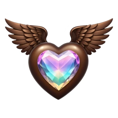 Crystal dark brown heart with wings sticker